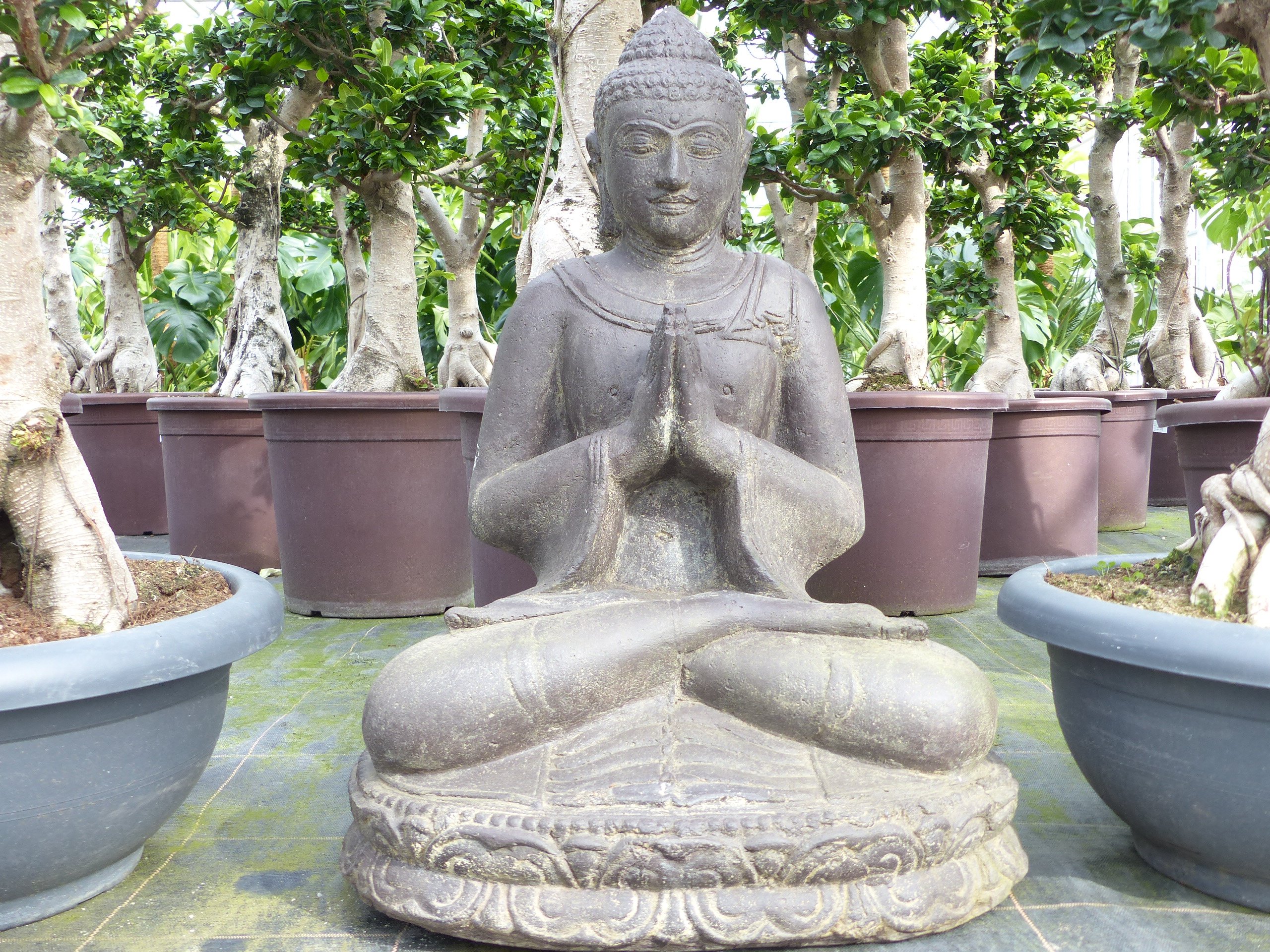 Buddha Figur sitzend 80 cm, Fieberglas-Beton, Buddha Statue 49,2 kg