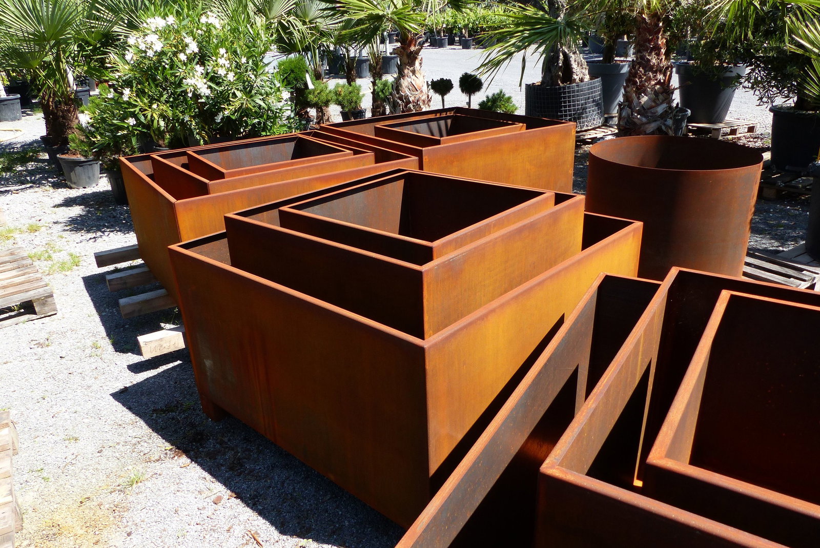 Cortenstahl Pflanzring quadratisch 120x120x60 Rostkübel Rost Stahl Kübel Blumenkübel XXL