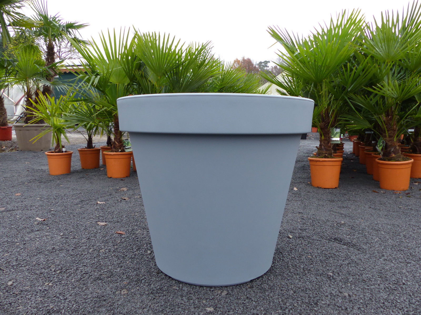E&K Übertopf grau Ø 80 cm Pflanztopf Blumentopf Pflanzkübel "Ecken und Kanten" Kübel XXL groß