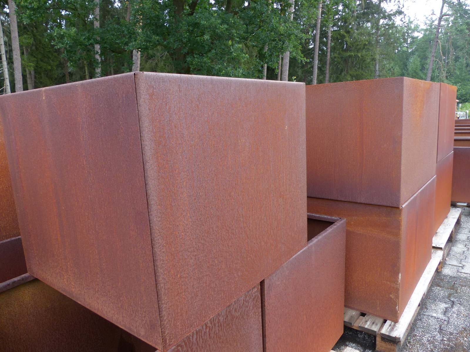 Cortenstahl Pflanzring quadratisch 70x70x50 Rostkübel Rost Stahl Kübel Blumenkübel XXL