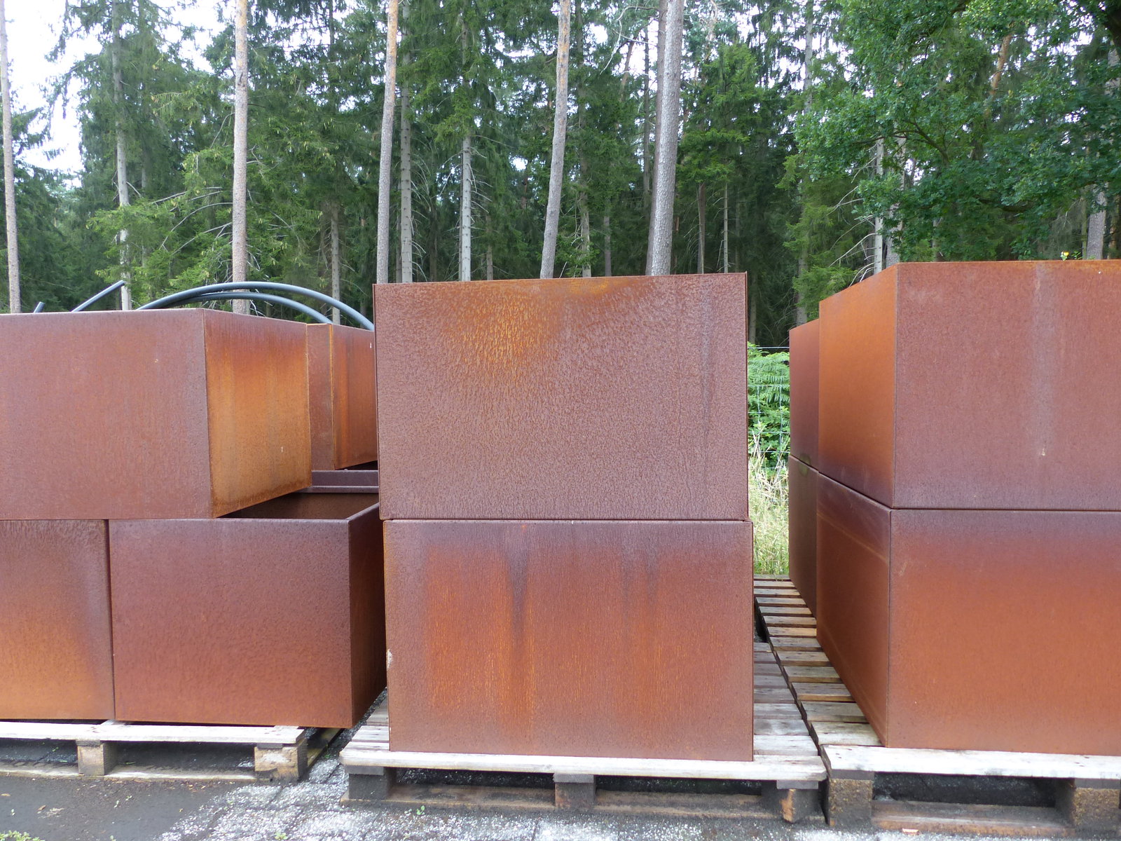Cortenstahl Pflanzring quadratisch 120x120x60 Rostkübel Rost Stahl Kübel Blumenkübel XXL