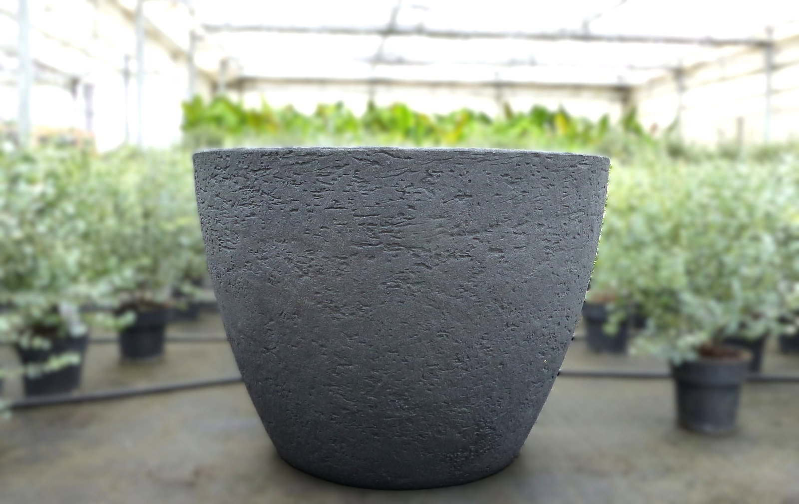Pflanzkübel Betonoptik, rund Ø 80 cm anthrazit, Pflanztopf Blumentopf Kübel XXL groß