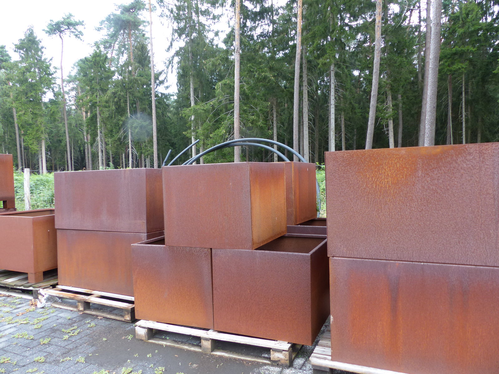 Cortenstahl Pflanzring quadratisch 120x120x60 Rostkübel Rost Stahl Kübel Blumenkübel XXL