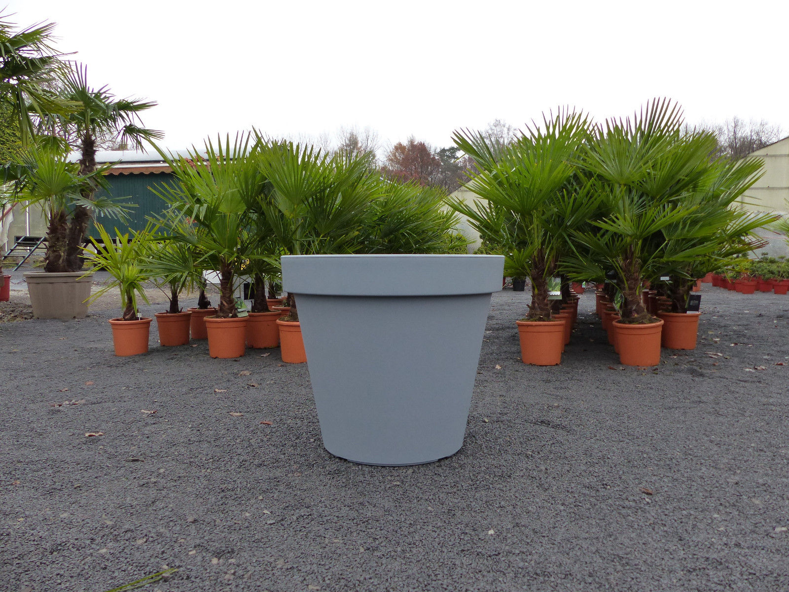 E&K Übertopf grau Ø 80 cm Pflanztopf Blumentopf Pflanzkübel "Ecken und Kanten" Kübel XXL groß